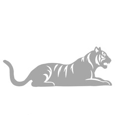 Tiger Animal Illustration Roaring Wild Cat Profile Lying Down Graphic Animal Predator Design