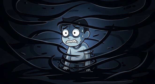 Boy Scared by Tentacles.