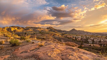 Colorful Sky Landscapes: Morning Sunrise Clouds, Evening Dusk Hills & Red/Orange Sunset Desert Beauty