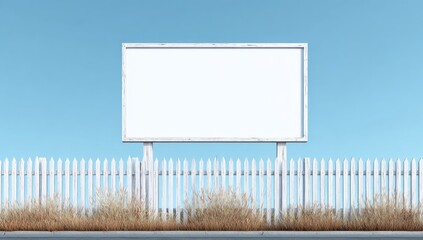 Empty billboard on a white picket fence (1)