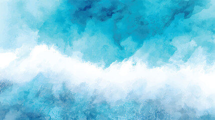 A serene abstract watercolor painting depicting ocean waves in shades of blue and white
