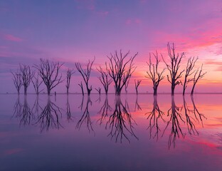 Fototapeta premium Sunrise over a flooded plain