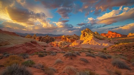 Colorful Sky Landscapes: Morning Sunrise Clouds, Evening Dusk Hills & Red/Orange Sunset Desert Beauty