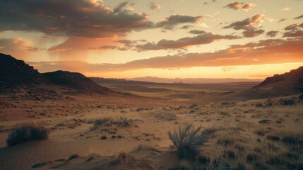 Colorful Sky Landscapes: Morning Sunrise Clouds, Evening Dusk Hills & Red/Orange Sunset Desert Beauty