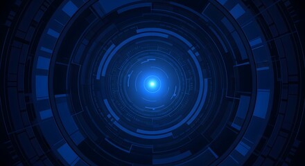Abstract glowing cyber circle with data patterns