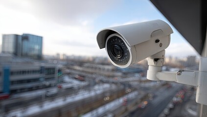 Security camera overlooking a city
