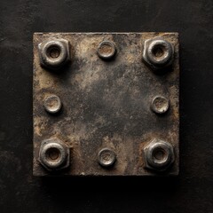 Square metal plate with rivets (1)