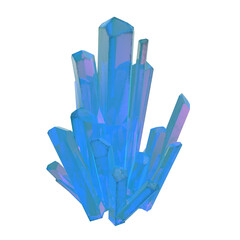 A blue and purple crystal structure on a transparent background.