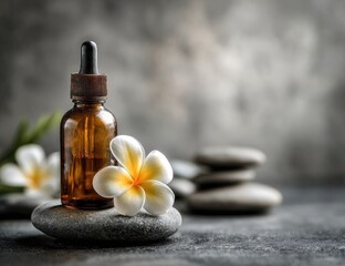 Aromatic oil, spa stones, flower