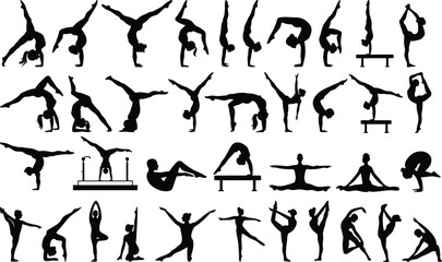 Gymnastics Silhouette Vector Collection