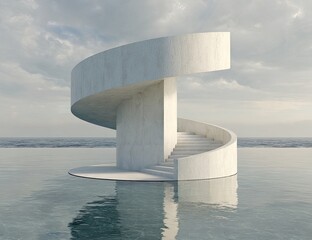 Abstract spiral staircase over water (1)