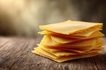 Stack of pasta sheets on a wooden table (1)