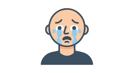 Stylized depiction of an individual experiencing intense sorrow and shedding tears profusely shown in an expressive cartoon format