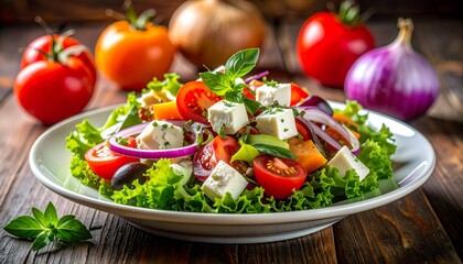 Frischer Salat mit Feta