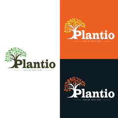 Plant Modern Minimalist Logo Design Vector
