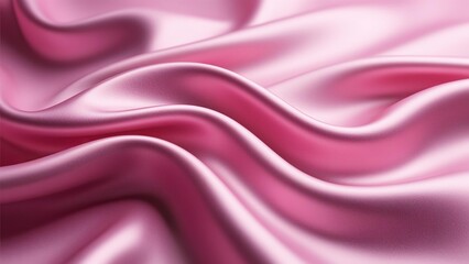 Photorealistic soft wavy pink silk fabric with magenta undertones, glossy surface, gradient background, 70% original texture