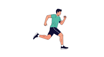 Fototapeta premium Dynamic illustration of a runner in mid-stride against a clean white backdrop, showcasing athleticism and motion