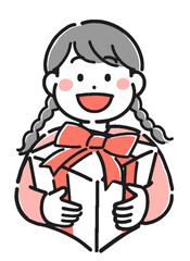 プレゼントを持った女の子のイラスト	
