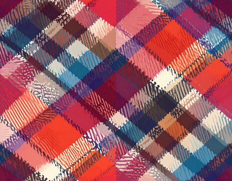 Vibrant plaid pattern with diagonal lines - Powered by Adobe