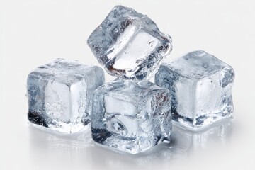 Obraz premium Ice cubes stacked, close-up