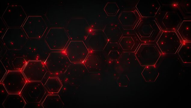 Red hexagonal grid pattern on dark background