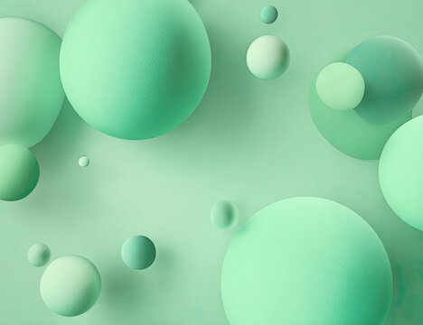 Abstract background of mint green spheres