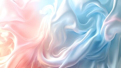 Obraz premium A soft, flowing texture of fabric in pastel pink and blue hues, creating a dreamy and serene visual effect.
