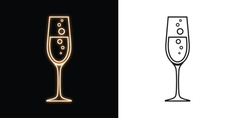 Celebrate with elegant champagne glass icons on contrasting backgrounds for design needs