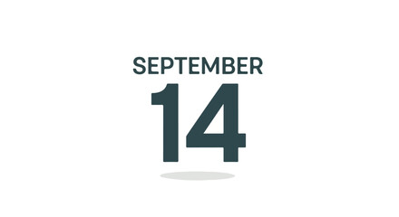 Obraz premium Stylized dark cyan September 14th date reminder for calendars and events scheduling purposes isolated on a clean white background