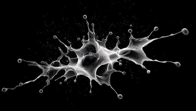 Abstract liquid splash graphic on black background - Powered by Adobe