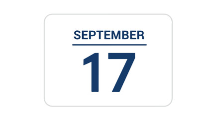 Calendar icon representing september seventeenth, a visual reminder of a specific date for appointments or events