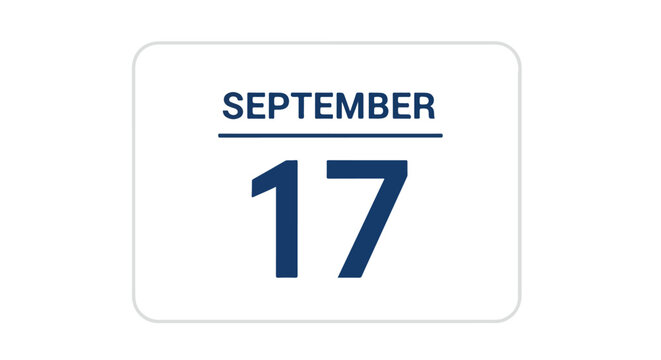 Calendar icon representing september seventeenth, a visual reminder of a specific date for appointments or events