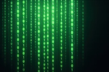 Cascading code rain in deep green and cyan immersive digital matrix aesthetic symbolizing data flow cybersecurity and the pulse of modern technology