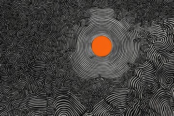Abstract intricate pattern with central orange circle