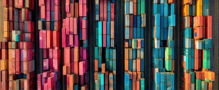 Aerial view of stacked shipping containers (1)