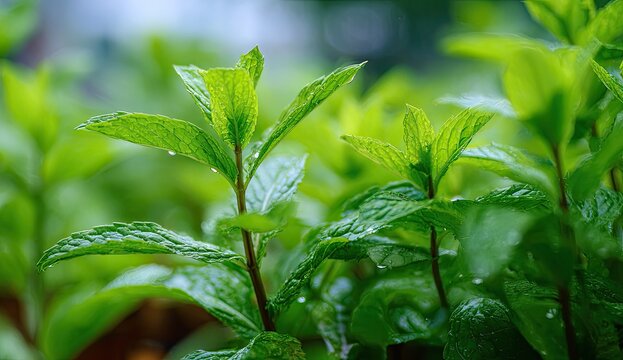Close-up of fresh mint plants