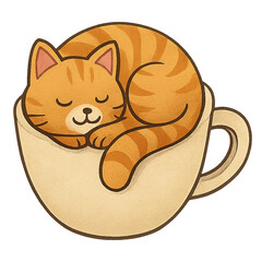 Cozy Cat Sleeping Inside Giant Coffee Mug