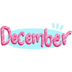 Playful December Text Sticker in Colorful Cartoon Style for Month Schedule