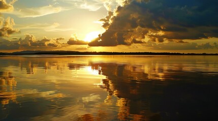 Fototapeta premium Tropical Sunset Water Landscapes: Sea/Ocean Waves, Orange Sky Reflections & Beach Dawn Views