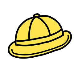手描き線画イラスト 可愛い黄色い帽子 / Hand-drawn Line Art Illustration Cute Yellow Hat