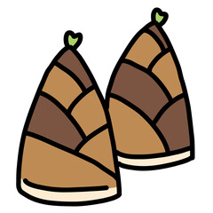 手描き線画のかわいいたけのこのイラスト