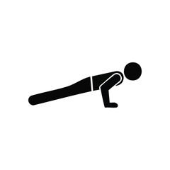 Strength Training Pushup Symbol. A bold graphic depicting an individual engaging in a pushup. This illustration conveys dedication, wellness, and a healthy lifestyle.