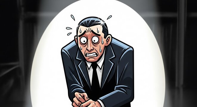 Anxious Man in Spotlight.