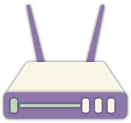 Purple Wireless Router with Antennas Illustration
