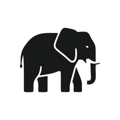 Majestic Elephant Symbol Design. A sleek black pachyderm graphic, rendered elegantly on a pristine white backdrop. This grand creature embodies enduring wisdom, loyalty, and protection.