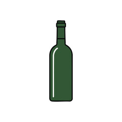 Green Wine Bottle Icon. This sleek dark emerald flask symbolizes festive moments and refreshment. A simple container graphic perfect for beverages, dining, or celebration themes.