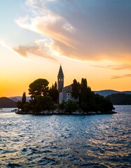 Island church at sunset (1)
