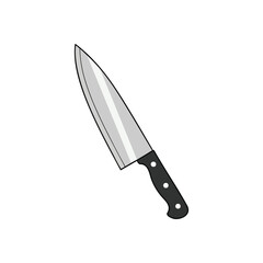 Kitchen Chef Knife Illustration. This sharp culinary implement graphic represents food preparation, cutting precision, and mastery in the household.