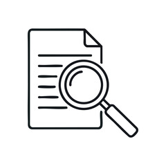 Document Analysis Outline Icon. This minimalist graphic represents meticulous research, thorough data inspection, or critical information review. It signifies finding important details within a.