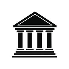 Obraz premium Neoclassical Architecture Symbol. A minimalist graphic representing a grand edifice. It conveys concepts of governance, wealth, knowledge, and heritage, signifying stability.